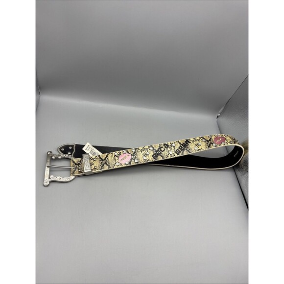 Vintage Y2K Rocawear Belt Embellished Snakeskin Print Rhinestones Kisses 33” - Picture 1 of 9